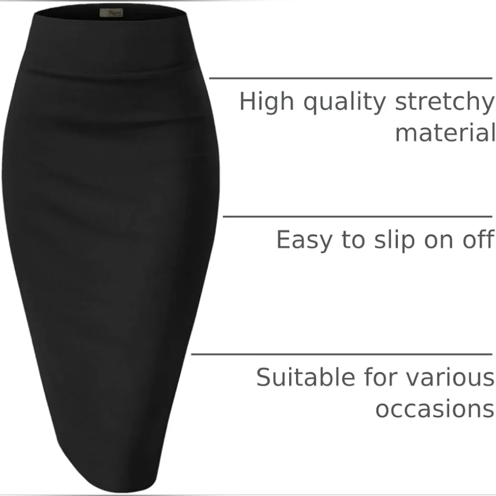 HYBRID & COMPANY premium Nylon Ponte Stretch High Waist Pencil Skirt NWT